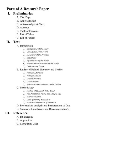 Parts of research papers .